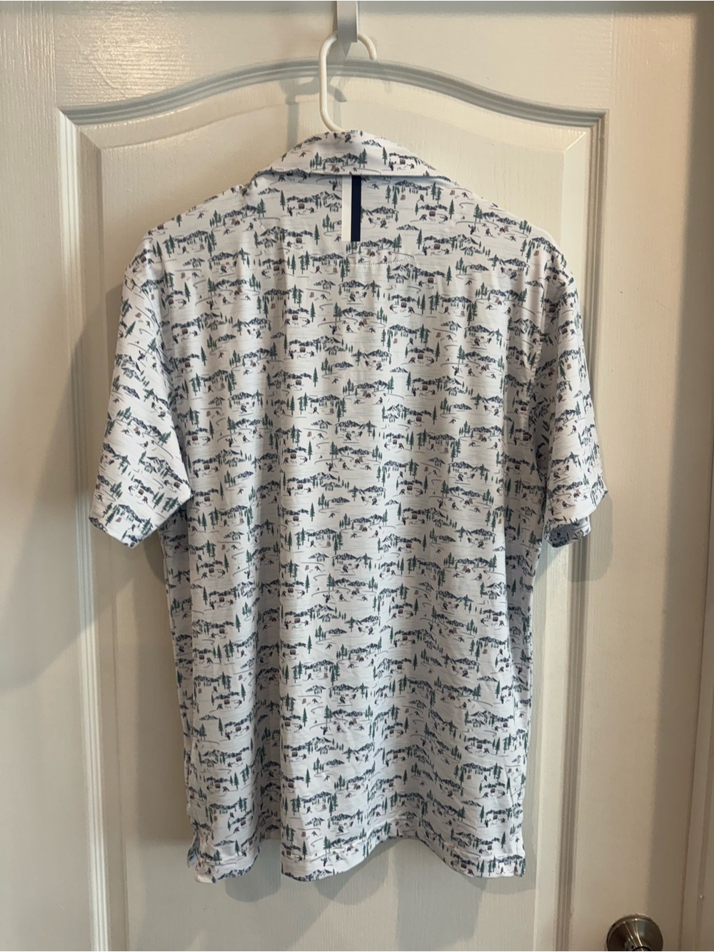 Rhoback White Polo with Navy winter hockey Scenic Print - Picture 2 of 2